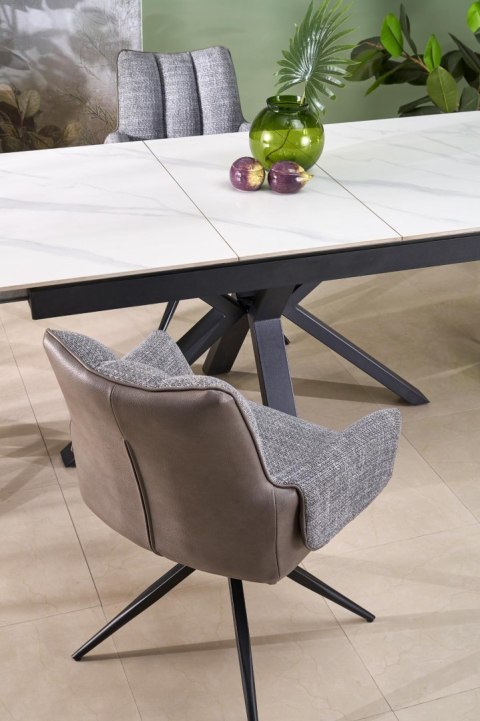 PLATAN stół rozkładany, biały marmur / czarny