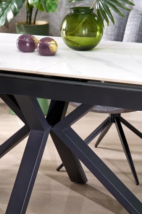 PLATAN stół rozkładany, biały marmur / czarny