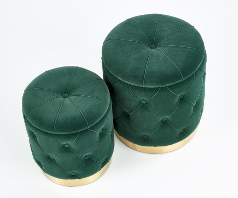 POLLY zestaw 2 puf, ciemny zielony POLLY zestaw 2 puf, ciemny zielony