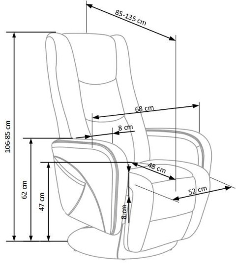 PULSAR 2 recliner z funkcją masażu popielaty PULSAR 2 recliner z funkcją masażu popielaty