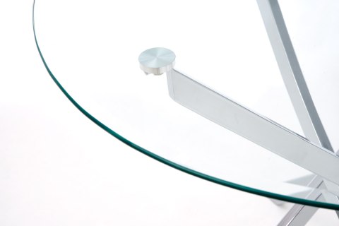 RAYMOND stół, blat - transparentny, nogi - chrom