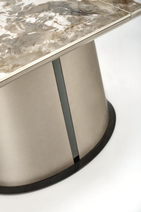 ROBINSON stół rozkładany, beżowy marmur / cappuccino / czarny