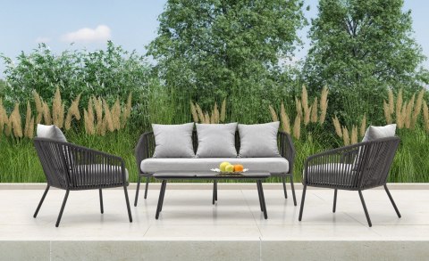 ROCCA zestaw ogrodowy ( sofa + fotel 2x + ława ), ciemny popiel / jasny popiel ROCCA zestaw ogrodowy ( sofa + fotel 2x + ława ), ciemny popiel / jasny popiel