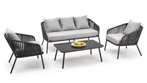 ROCCA zestaw ogrodowy ( sofa + fotel 2x + ława ), ciemny popiel / jasny popiel ROCCA zestaw ogrodowy ( sofa + fotel 2x + ława ), ciemny popiel / jasny popiel