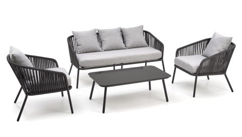 ROCCA zestaw ogrodowy ( sofa + fotel 2x + ława ), ciemny popiel / jasny popiel ROCCA zestaw ogrodowy ( sofa + fotel 2x + ława ), ciemny popiel / jasny popiel