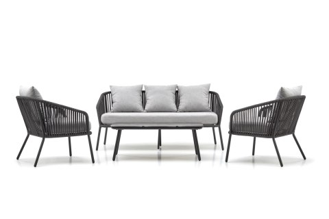 ROCCA zestaw ogrodowy ( sofa + fotel 2x + ława ), ciemny popiel / jasny popiel ROCCA zestaw ogrodowy ( sofa + fotel 2x + ława ), ciemny popiel / jasny popiel
