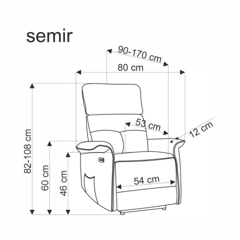 SEMIR fotel z funkcja elektrycznego rozkładania / gniazdo USB, cynamonowy SEMIR fotel z funkcja elektrycznego rozkładania / gniazdo USB, cynamonowy