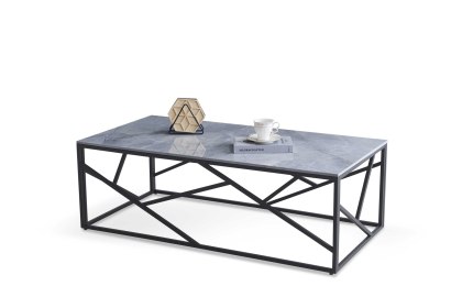 UNIVERSE 2 ława, popielaty marmur / czarny