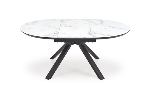 VERTIGO stół rozkładany, blat - biały marmur, nogi - czarny