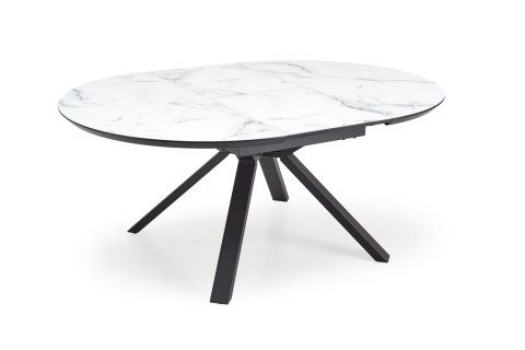 VERTIGO stół rozkładany, blat - biały marmur, nogi - czarny