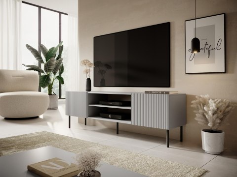 ASENSIO RTV-1 stolik RTV 180 cm jasny popiel, nogi: czarny