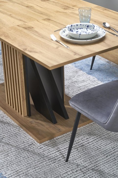 FABIANO stół rozkładany 135-175/85 cm dąb wotan/czarny