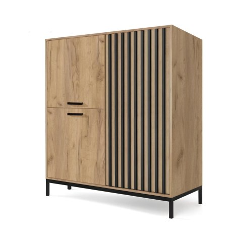 LAMINO KM-2 komoda dąb craft/czarny, nogi: czarny LAMINO KM-2 komoda dąb craft/czarny, nogi: czarny