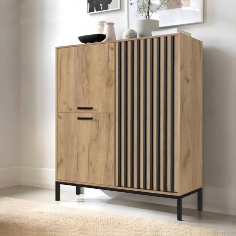 LAMINO KM-2 komoda dąb craft/czarny, nogi: czarny LAMINO KM-2 komoda dąb craft/czarny, nogi: czarny