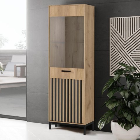 LAMINO W-1 witryna dąb craft/czarny, nogi: czarny LAMINO W-1 witryna dąb craft/czarny, nogi: czarny
