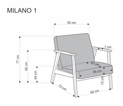 MILANO 1S fotel - niebieski tap. Castel 74 MILANO 1S fotel - niebieski tap. Castel 74