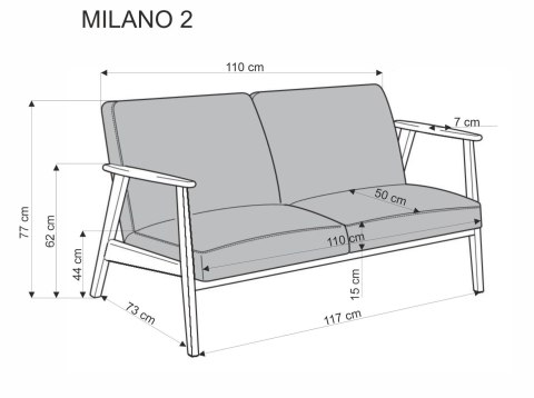 MILANO 2S sofa - niebieski tap. Castel 74 MILANO 2S sofa - niebieski tap. Castel 74