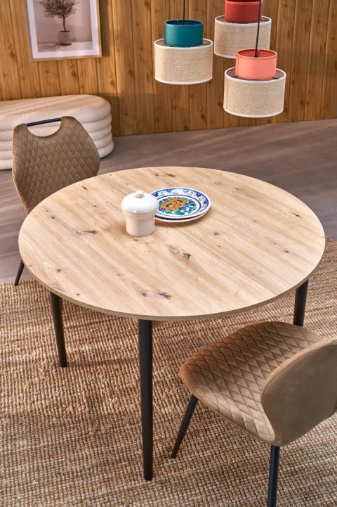 PIVOT stół rozkładany 102-142x102x75 cm, blat - dąb artisan, nogi - czarny