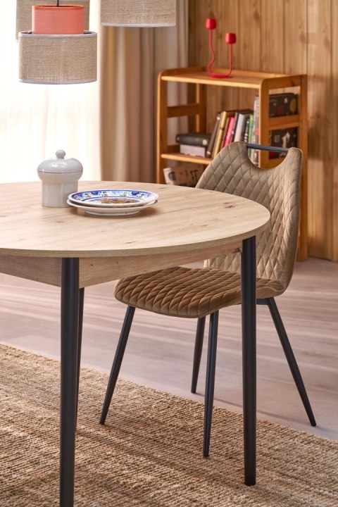 PIVOT stół rozkładany 102-142x102x75 cm, blat - dąb artisan, nogi - czarny