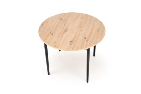 PIVOT stół rozkładany 102-142x102x75 cm, blat - dąb artisan, nogi - czarny