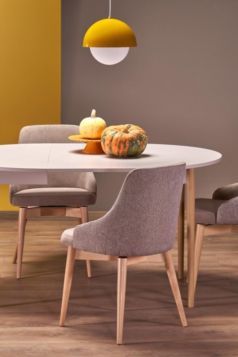 PIVOT stół rozkładany 102-142x102x75 cm, blat - kaszmir, nogi - naturalny