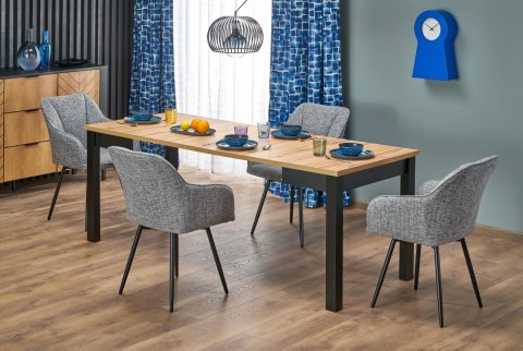 QUBIK stół rozkładany 80-200/80/76 cm dąb artisan/czarny