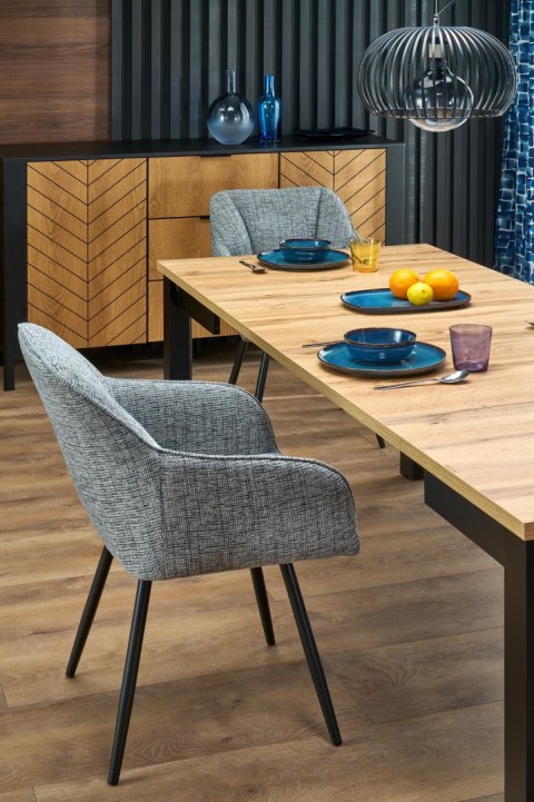 QUBIK stół rozkładany 80-200/80/76 cm dąb artisan/czarny