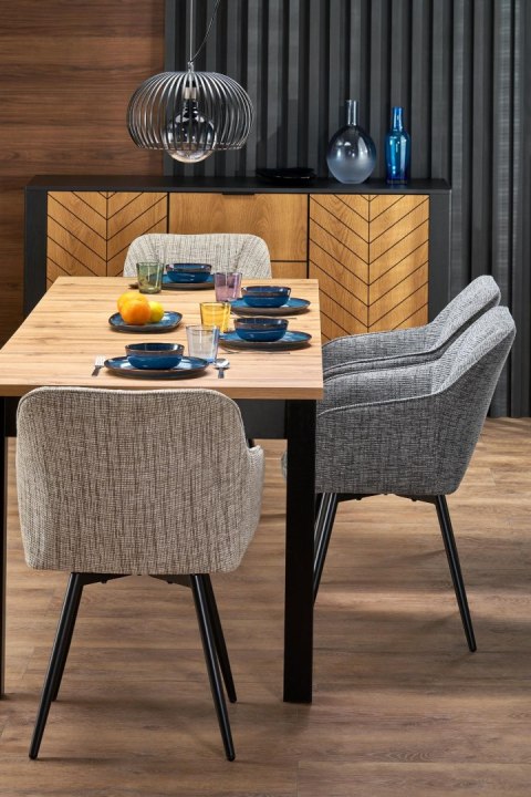 QUBIK stół rozkładany 80-200/80/76 cm dąb artisan/czarny