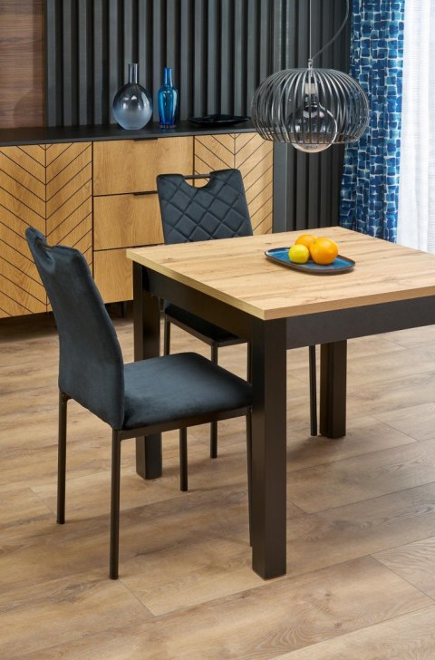 QUBIK stół rozkładany 80-200/80/76 cm dąb artisan/czarny