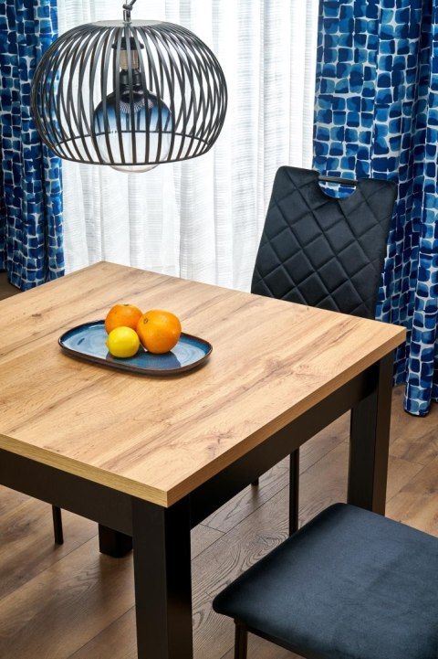 QUBIK stół rozkładany 80-200/80/76 cm dąb artisan/czarny