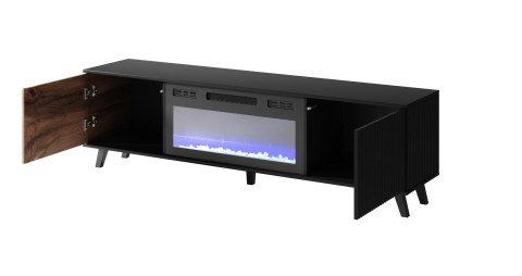 RANDOM RTV-K stolik RTV 180 cm z kominkiem dąb wotan/czarny