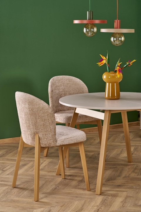 RUBEN stół kolor blat - kaszmir, nogi - naturalny (102-142x102x75 cm)