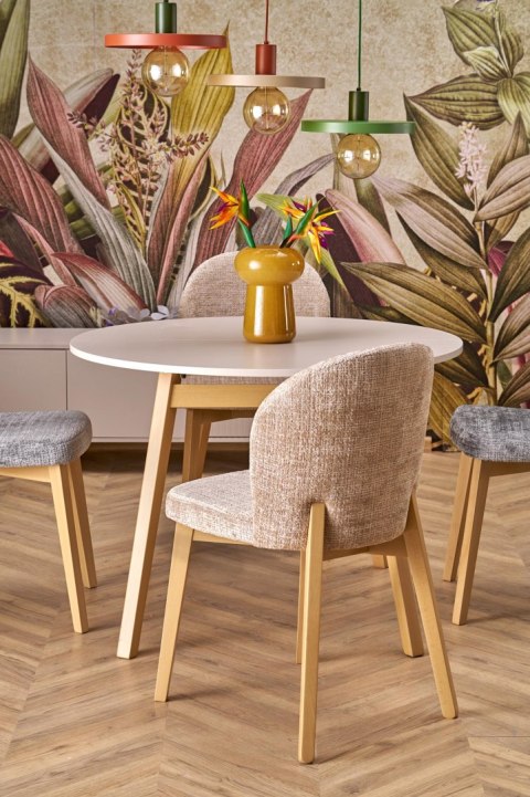 RUBEN stół kolor blat - kaszmir, nogi - naturalny (102-142x102x75 cm)