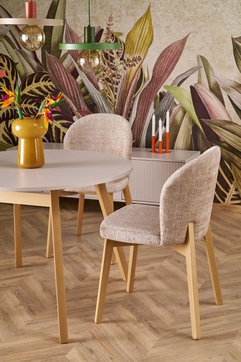 RUBEN stół kolor blat - kaszmir, nogi - naturalny (102-142x102x75 cm)