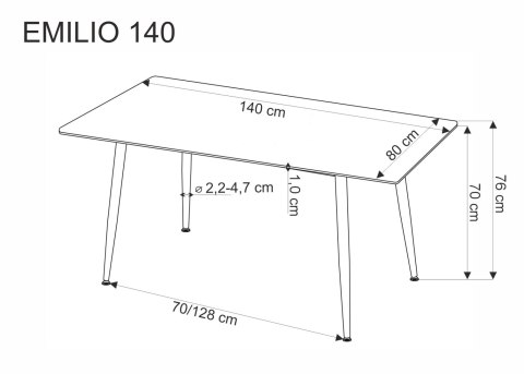 EMILIO 140 stół blat - biały marmur, nogi - czarny EMILIO 140 stół blat - biały marmur, nogi - czarny