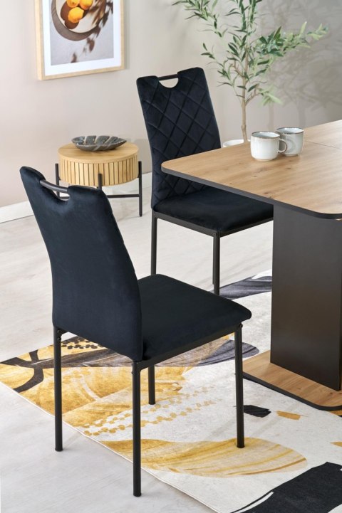 WILSON stół rozkładany, blat - dąb artisan / czarny, nogi - dąb artisan / czarny