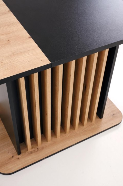 WILSON stół rozkładany, blat - dąb artisan / czarny, nogi - dąb artisan / czarny