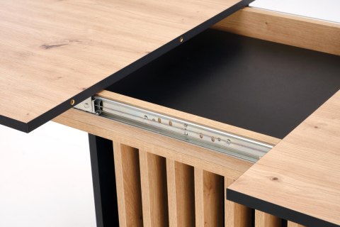 WILSON stół rozkładany, blat - dąb artisan / czarny, nogi - dąb artisan / czarny