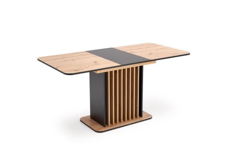 WILSON stół rozkładany, blat - dąb artisan / czarny, nogi - dąb artisan / czarny