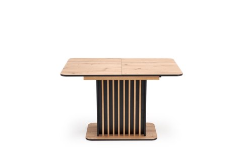 WILSON stół rozkładany, blat - dąb artisan / czarny, nogi - dąb artisan / czarny