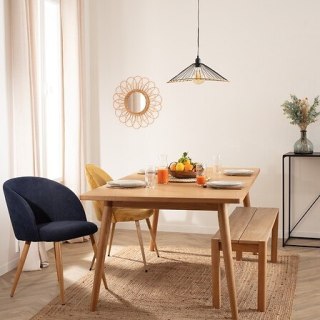 Fotel Celeste granatowy/nogi naturalne