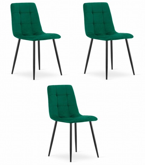 Krzesło KARA - ciemna zieleń aksamit x 3 Krzesło KARA - ciemna zieleń aksamit x 3