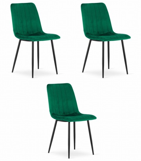 Krzesło LAVA - ciemna zieleń aksamit x 3 Krzesło LAVA - ciemna zieleń aksamit x 3