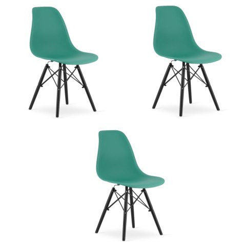 Krzesło OSAKA zielone / nogi czarne x 3 Krzesło OSAKA zielone / nogi czarne x 3