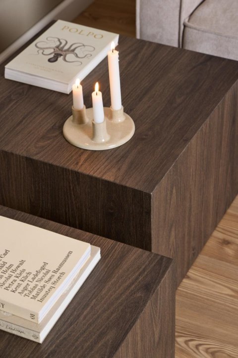 Zestaw 2 stolików kawowych Dice dymiony jesion