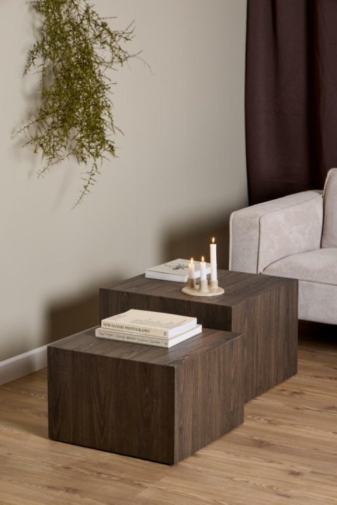 Zestaw 2 stolików kawowych Dice dymiony jesion