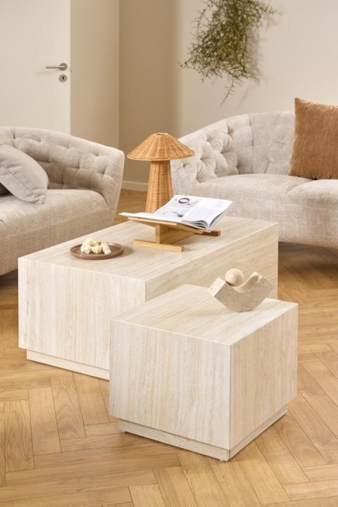 Zestaw 2 stolików kawowych Dice trawertyn