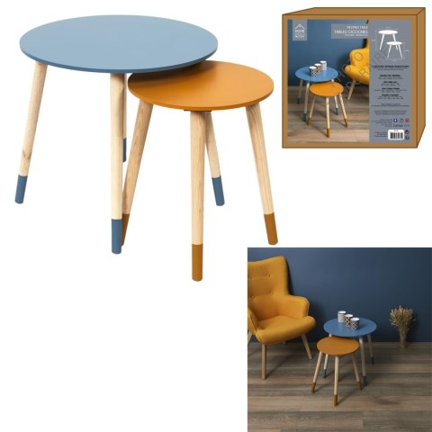 Zestaw 2 stolików Trundle niebieski i pomarańczowy