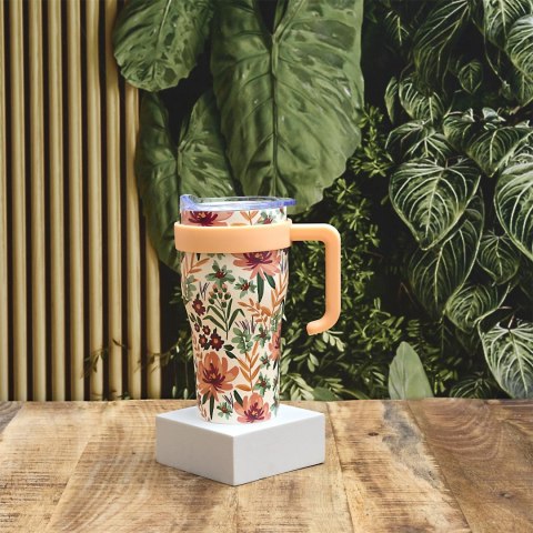Kubek termiczny Mini Miami Floral pomarańczowy uchwyt