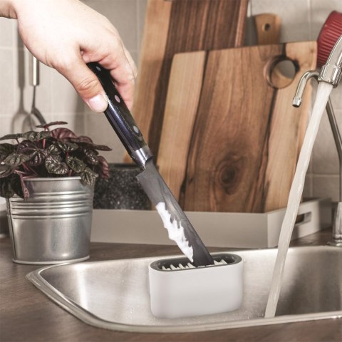 Szczotka do czyszczenia sztućców z przyssawką czerwony